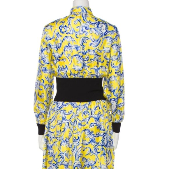 NWT TORY BURCH Rib-waist Dress in Yellow Swirl XS $598 - Picture 8 of 9